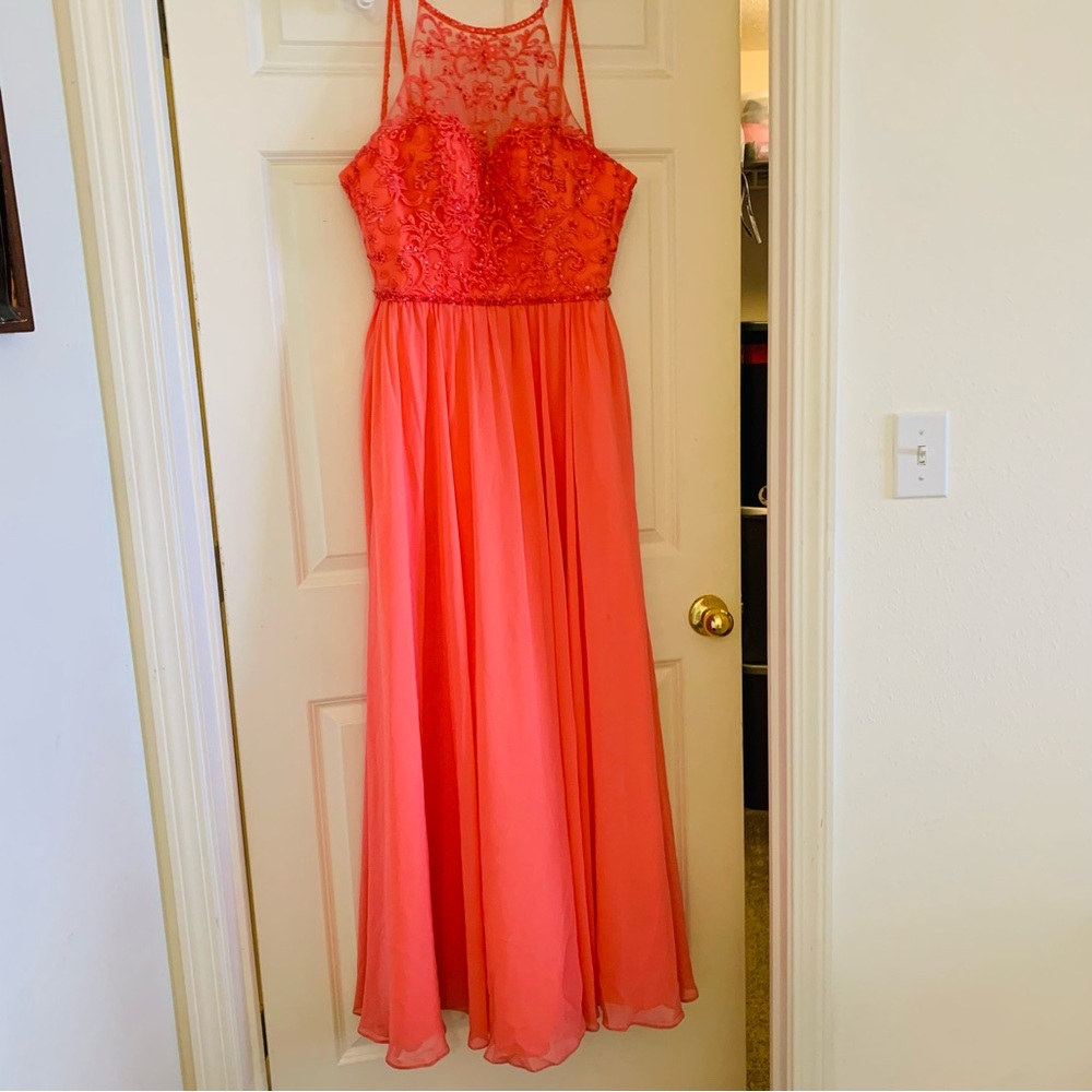 Morilee Coral Sleeveless Dress